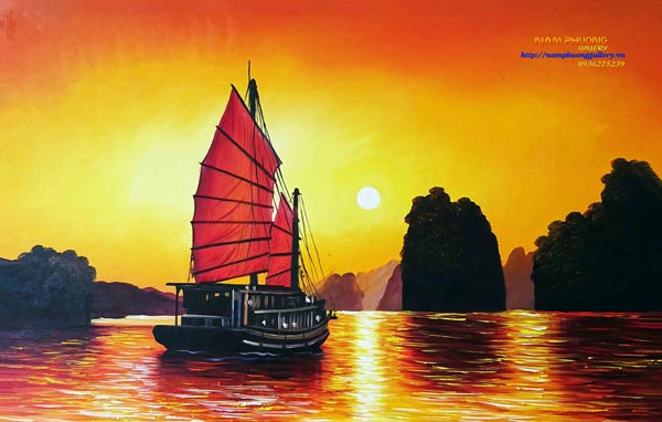 Những bức tranh phong cảnh bình minh treo phòng khách - Siêu thị tranh sơn  dầu Minh Hưng