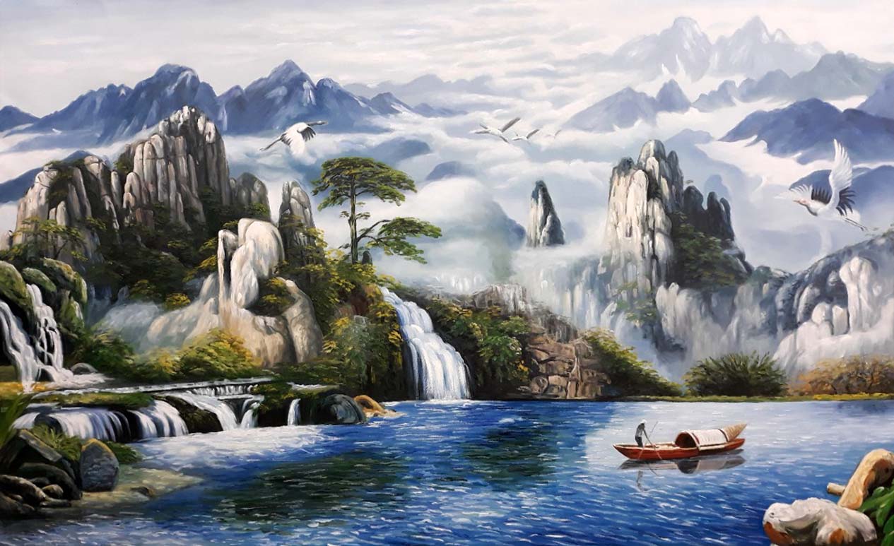 Tranh Phong Cảnh Núi Rừng Đẹp Hùng Vĩ Và Tráng Lệ - Siêu thị tranh sơn dầu  Minh Hưng