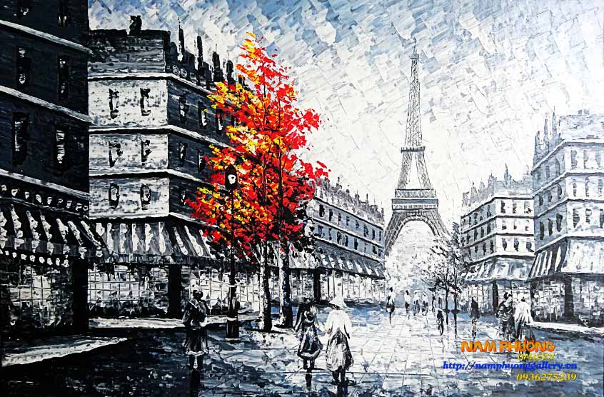 Tranh Phong Cảnh Thủ Đô Paris Nước Pháp TSD193 - Siêu thị tranh sơn dầu  Minh Hưng