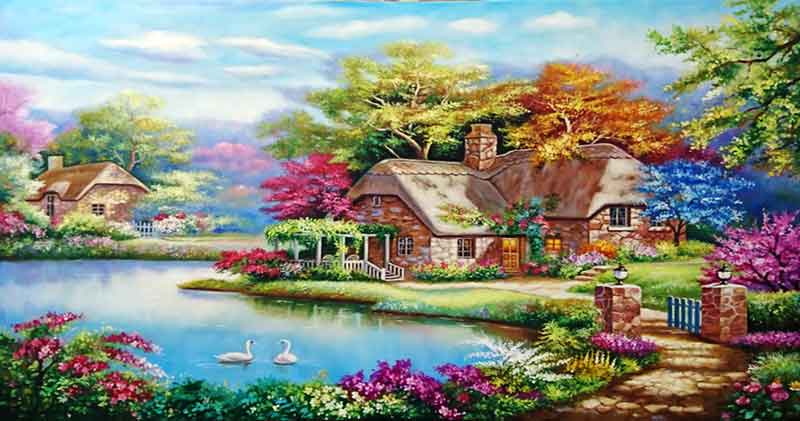Tranh sơn dầu phong cảnh đẹp  Khung bằng khen giá rẻ Hà Nội   khungbangkhengiarehanoi