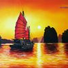 Tranh thuyền buồm cảnh Bình Minh TSD200