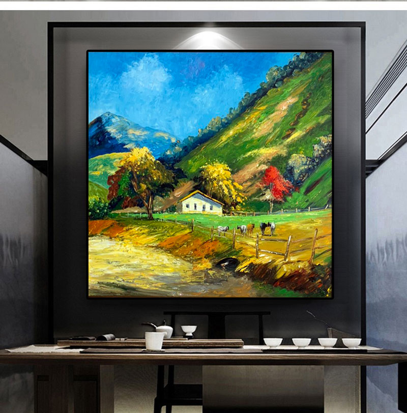 Tranh Phong Cảnh Đồng Quê Miền Núi TSD401 - Siêu thị tranh sơn dầu Minh Hưng