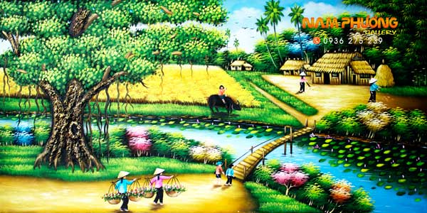 Tranh Phong Cảnh Đồng Quê Nông Thôn tsd341 - Siêu thị tranh sơn dầu Minh  Hưng