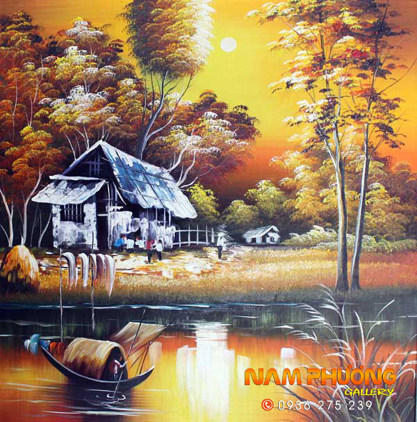 Tranh Phong Cảnh Nông Thôn tsd343 - Siêu thị tranh sơn dầu Minh Hưng