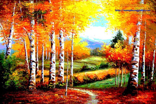 Tranh sơn dầu phong cảnh rừng cây