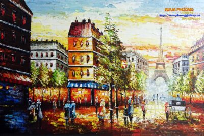 Tranh sơn dầu vẽ tay Phong cảnh Paris TSD195