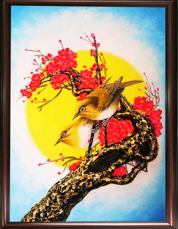 Tranh Song Chim Vẽ Bằng Nước Sơn Dầu TPT057 - Siêu thị tranh sơn dầu Minh  Hưng