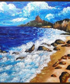 Tranh sơn dầu bãi biển THD042