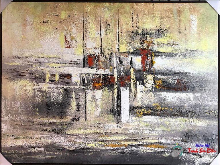 Tranh sơn dầu trừu tượng treo tường THD039