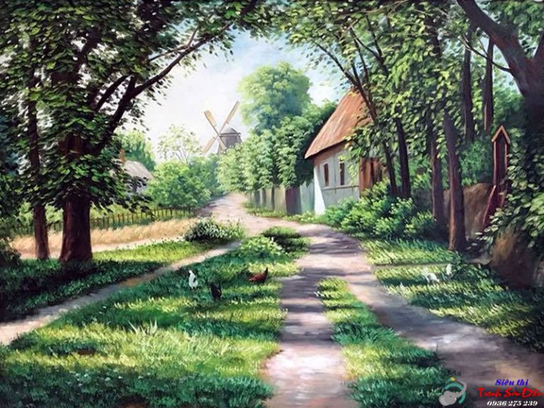 Tranh phong cảnh miền quê châu âu THD063 2 tranh phong canh mien que chau au THD063 sieuthitranhsondau