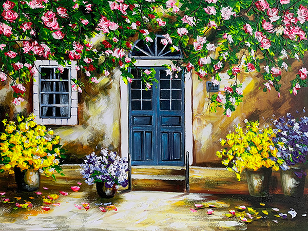 Tranh phong cảnh hiên nhà bên cửa sổ stt018 1 Tranh phong cảnh hiên nhà bên cửa sổ stt018