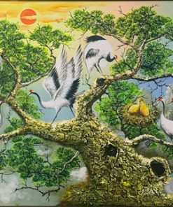 Tranh phong thủy tùng hạc diên niên STT011