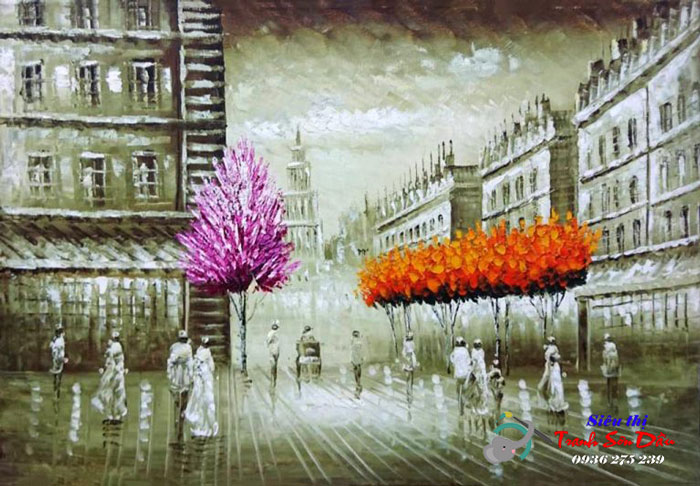 Vẻ đẹp đầy lãng mạn của tranh phong cảnh đường phố - Siêu thị tranh sơn dầu  Minh Hưng