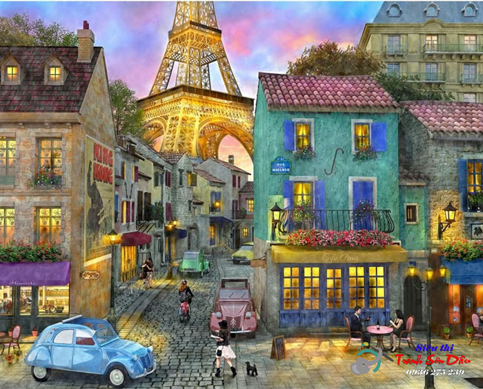 Vẻ đẹp đầy lãng mạn của tranh phong cảnh đường phố - Siêu thị tranh sơn dầu  Minh Hưng