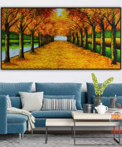 Tranh sơn dầu lối thu vàng STT390