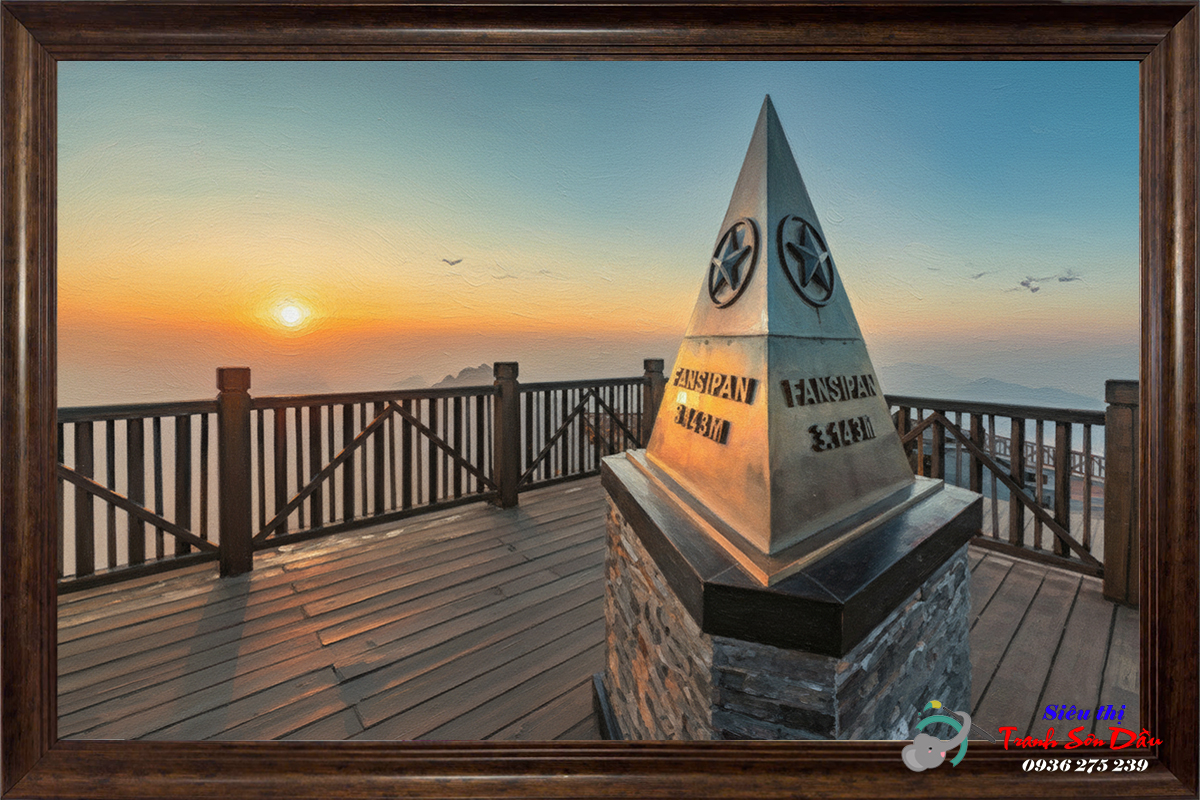 Tranh sơn dầu Bình Minh Trên Đỉnh Phan Xi Păng