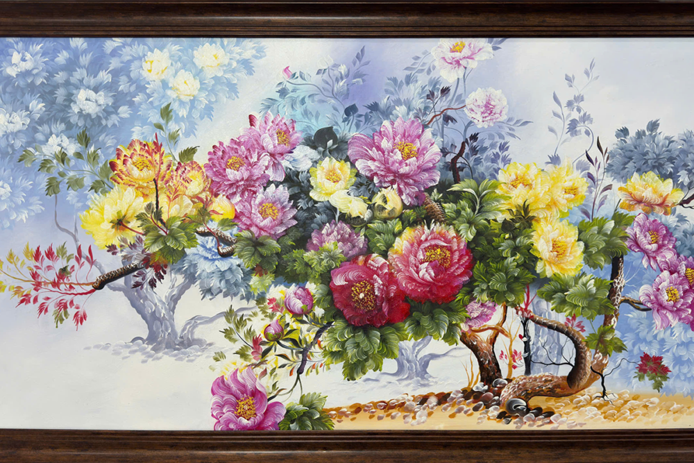 Tranh sơn dầu hoa mẫu đơn STT640