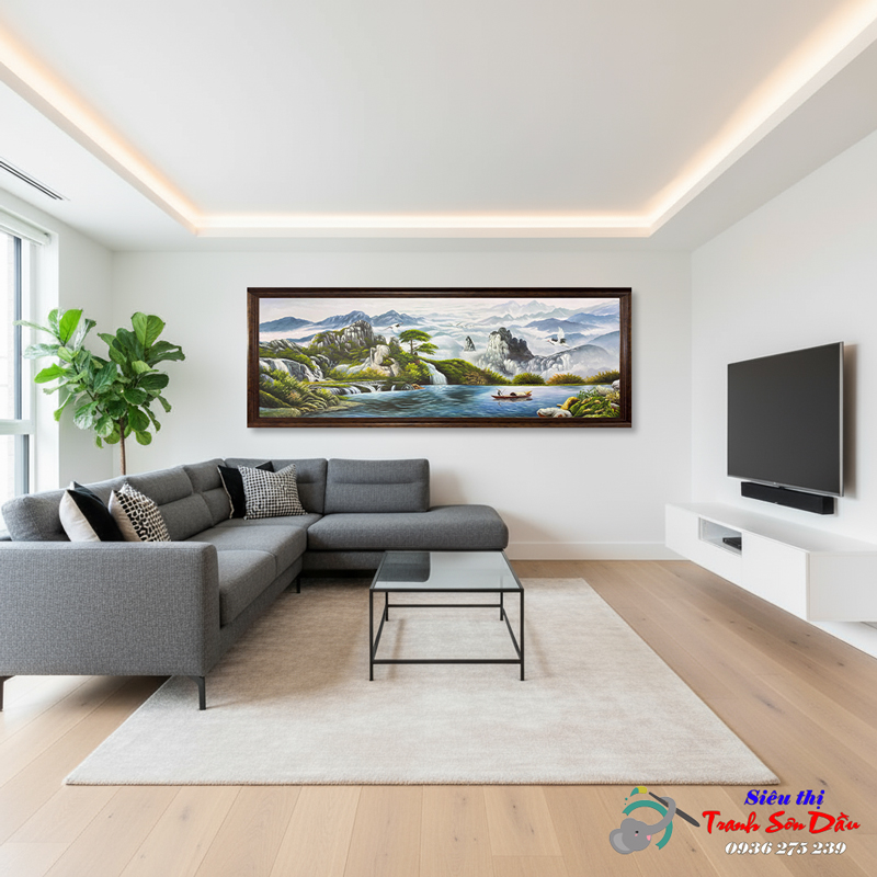 Tranh sơn dầu sơn thủy hữu tình STT675 2 Tranh sơn dầu sơn thủy hữu tình STT675