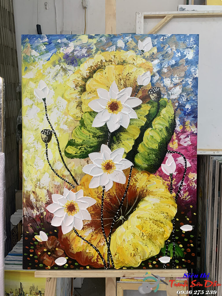 Tranh sơn dầu Nắng đậu trên hoa STT743